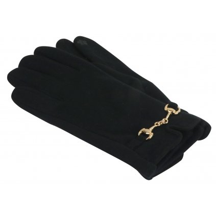Dámské pletené rukavice se zlatou přezkou - černé barvy 9001510-3