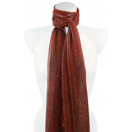 Dámský plisovaný obdélníkový šál s lesklou nití - červené barvy 7200339-18