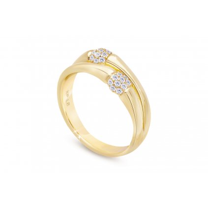 Pozlacený dámský prsten 14k zlatem, zdobený zirkonovými korálky 4000325