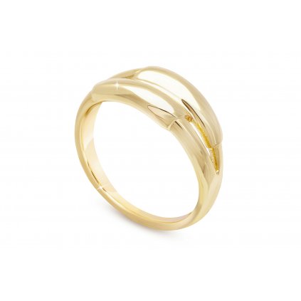 Pozlacený dámský prsten 14k zlatem, lesklý s pletenou ozdobou 4000326