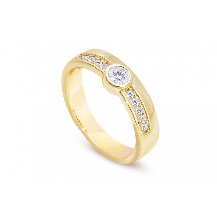 Pozlacený dámský prsten 14k zlatem, lesklý se zirkonem ve tvaru kruhu 4000322