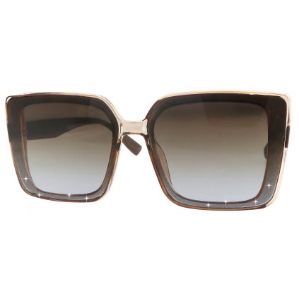 Dámské sluneční brýle, čtvercové C3139 se třpytkami, čiré hnědé barvy 9001557-79