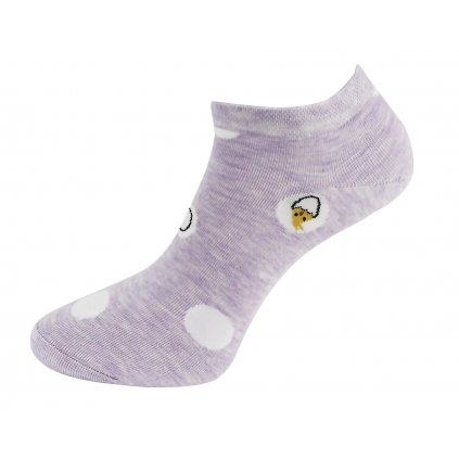 Dámské kotníkové ponožky ND6179 s potiskem kuřátek - fialové barvy 9001585