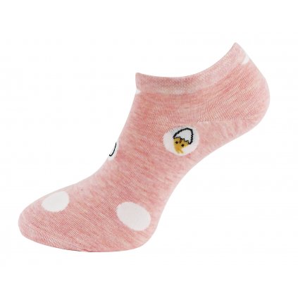 Dámské kotníkové ponožky ND6179 s potiskem kuřátek - růžové barvy 9001585-1