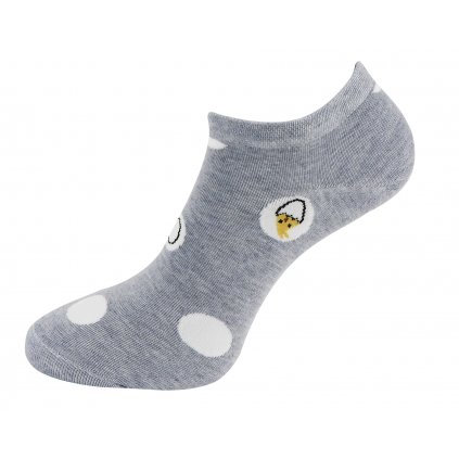 Dámské kotníkové ponožky ND6179 s potiskem kuřátek - světle šedé barvy 9001585-2