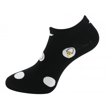 Dámské kotníkové ponožky ND6179 s potiskem kuřátek - černé barvy 9001585-4