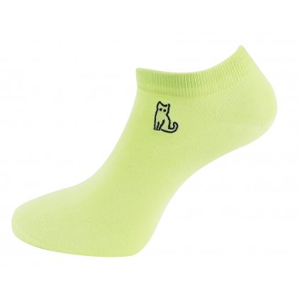 Dámské kotníkové ponožky NDX9892 s výšivkou kočky - zelené barvy 9001581-1
