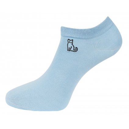 Dámské kotníkové ponožky NDX9892 s výšivkou kočky - modré barvy 9001581-5