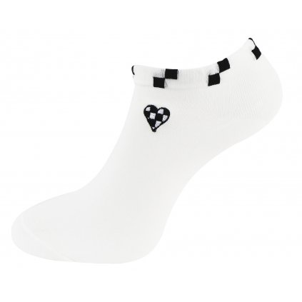 Dámské kotníkové ponožky NDX9686 s ozdobným lemem a srdíčkem - bílé barvy 9001582-3