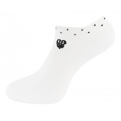 Dámské kotníkové ponožky NDX9686 s ozdobným lemem a nápisem - bílé barvy 9001582-5