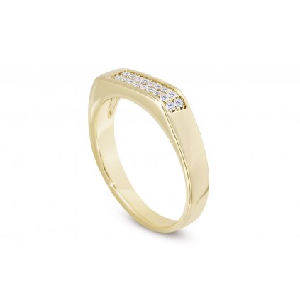 Pozlacený dámský prsten 14k zlatem, lesklý se zirkonovou ozdobou 4000331