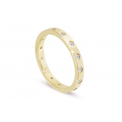 Pozlacený dámský prsten 14k zlatem, lesklý s drobnými zirkony 4000333