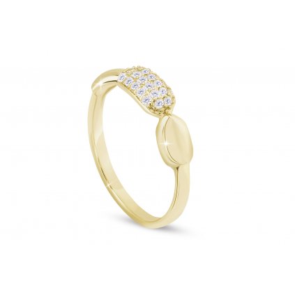 Pozlacený dámský prsten 14k zlatem, oválek ozdobený zirkony 4000338