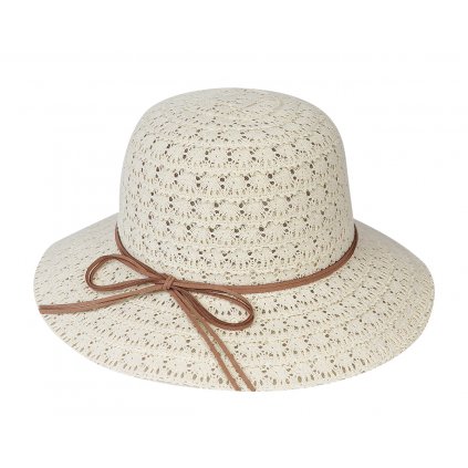 Dámský klobouk 9-60 s ozdobným provázkem - krémové barvy 9001608-2