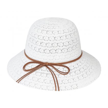 Dámský klobouk 9-60 s ozdobným provázkem - bílé barvy 9001608-3
