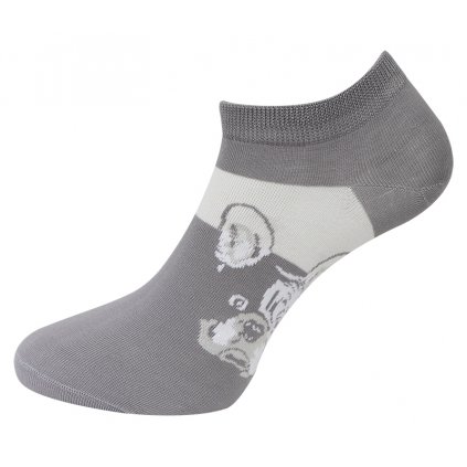 Dámské kotníkové ponožky ND9815 s buldočkem - šedé barvy 9001624-2