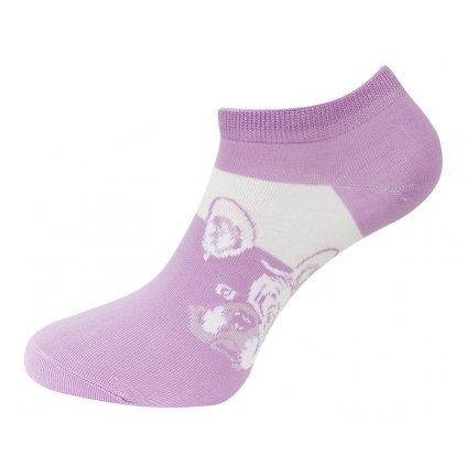 Dámské kotníkové ponožky ND9815 s buldočkem - fialové barvy 9001624-5