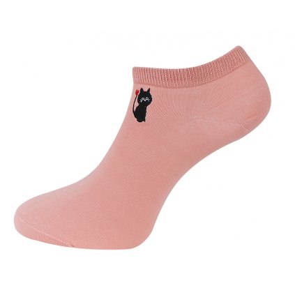 Dámské kotníkové ponožky NDX8093 kočka se srdíčkem - růžové barvy 9001625-2
