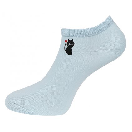 Dámské kotníkové ponožky NDX8093 kočka se srdíčkem - modré barvy 9001625-3