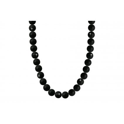 Perlový náhrdelník s umělými perlami - černé barvy 6000657