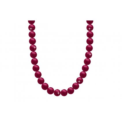 Perlový náhrdelník s umělými perlami - vínově červené barvy 6000657-10