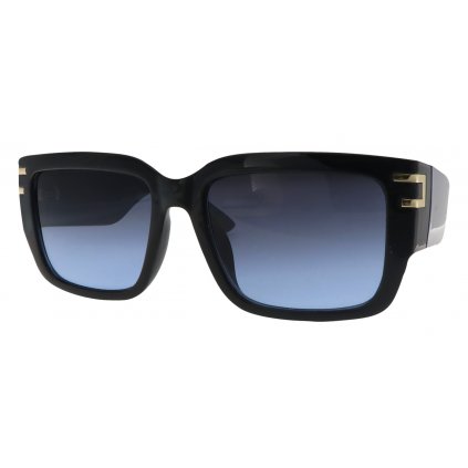 Dámské sluneční brýle, Cat Eye - hranaté M2321, černé barvy - tmavě modrá barva koncovek obrub 9001399-143