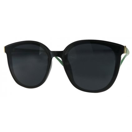 Dámské sluneční brýle Cat Eye C2124, černé barvy - zelená barva koncovek obrub 9001399-160
