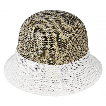 Dámský slaměný klobouk s ozdobným páskem, bílé barvy 9001606-4
