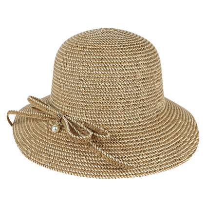 Dámský slaměný klobouk s mašličkou, hnědé barvy 9001607-3