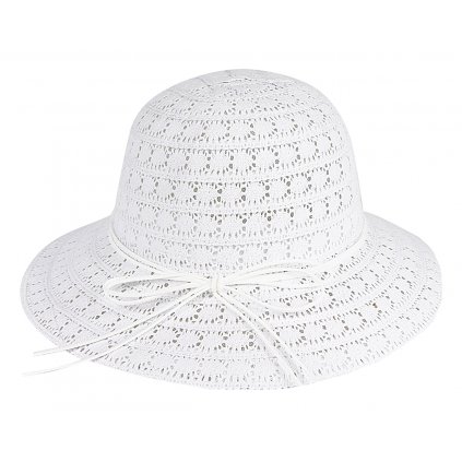 Dámský klobouk 9-60 s bílým ozdobným provázkem - bílé barvy 9001608-7