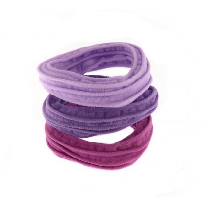 Sada elastických gumiček do vlasů - 3 kusy, fialové barvy 8000818-1