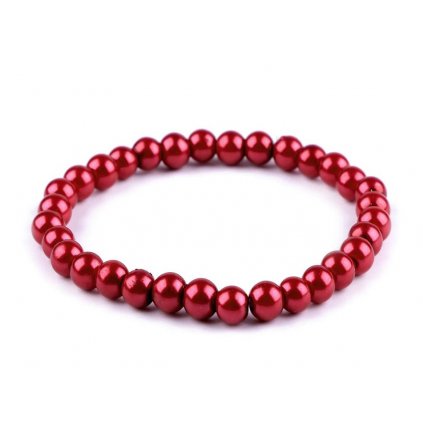 Náramek z umělých perel - tmavě červené barvy 2002311-2