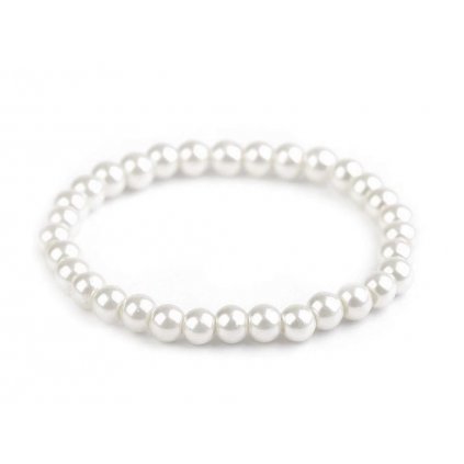 Náramek z umělých perel - bílé barvy 2002311-3