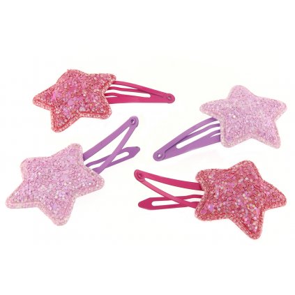 Sponky do vlasů pro děti s třpytivými hvězdičkami 4 ks, fialové barvy 8000867