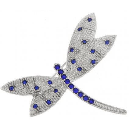 Brož - vážka s broušenými kamínky, modré barvy 9001674-4