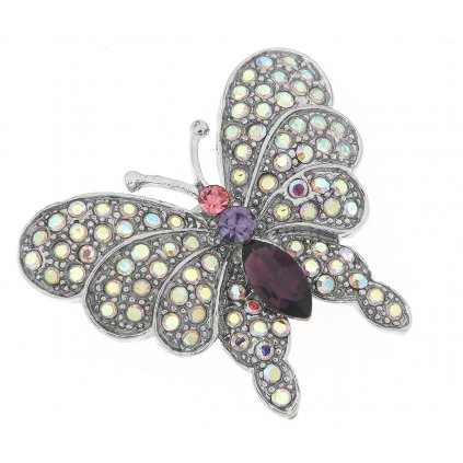 Brož - motýl s broušenými kamínky, multicolorové barvy 9001687-2