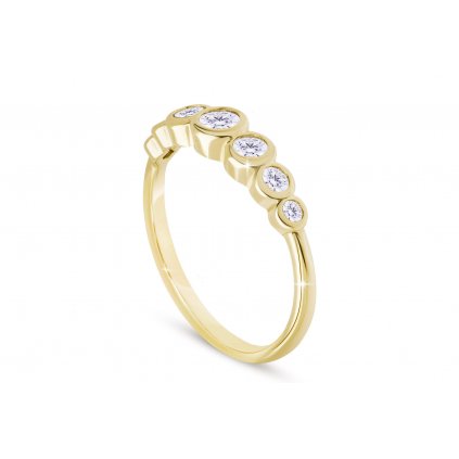 Pozlacený dámský prsten 14k zlatem, ozdobený kulatými zirkony 4000376