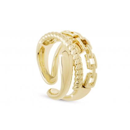 Pozlacený dámský prsten 14k zlatem - masivní, kombinovaný motiv 4000375