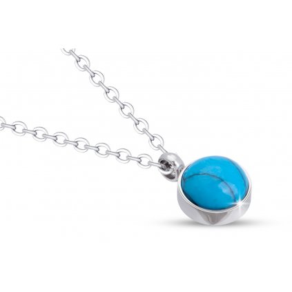 Rhodiovaný řetízek s přívěskem, drobný umělý kámen - modré barvy 3001921