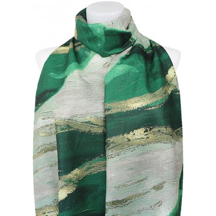 Dámský teplý obdélníkový šál 3015-76 motiv mramor, zelené barvy 7200662-3