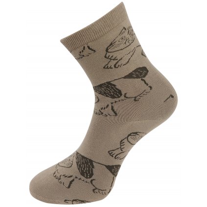 Dámské ponožky s potiskem koček NZP856 - hnědé barvy 9001717