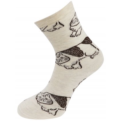 Dámské ponožky s potiskem koček NZP856 - krémové barvy 9001717-1
