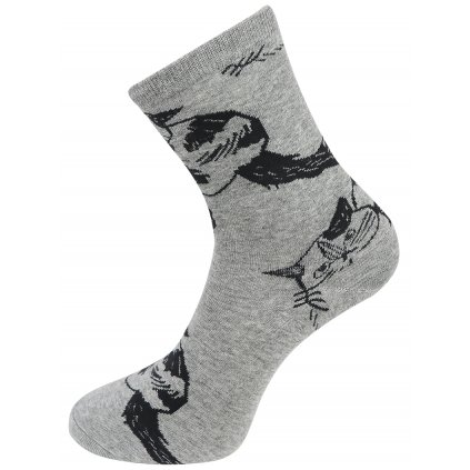 Dámské ponožky s potiskem koček NZP856 - šedé barvy 9001717-4