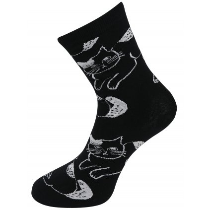 Dámské ponožky s potiskem koček NZP856 - černé barvy 9001717-5