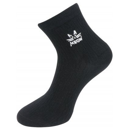 Dámské ponožky se strukturou a potiskem koček NZX9861 - černé barvy 9001720-1