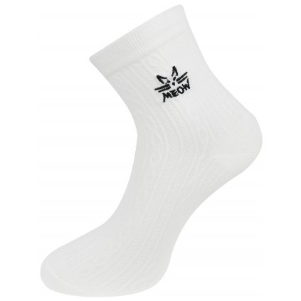 Dámské ponožky se strukturou a potiskem koček NZX9861 - bílé barvy 9001720-2