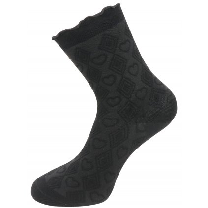 Dámské ponožky se strukturou srdce NZ695, varianta B - černé barvy 9001718-2
