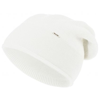 Dámská zimní čepice Wrobi D82 se třpytivou přízí, bílé barvy 7100405-11