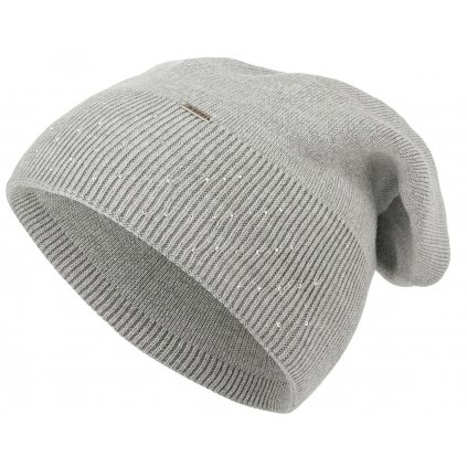 Dámská pletená čepice Wrobi s lesklými kamínky, světle šedá 7100377-6