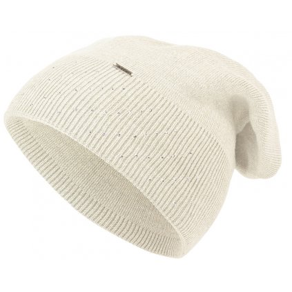 Dámská pletená čepice Wrobi s lesklými kamínky, světle béžová 7100377-7